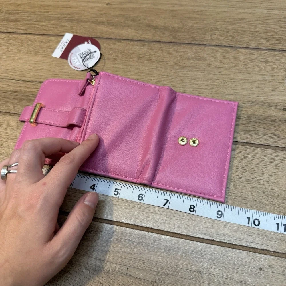 NWT Small Rose Bloom Pink Anna Indexer Rfid Blocking Mundi Mini Snap Wallet